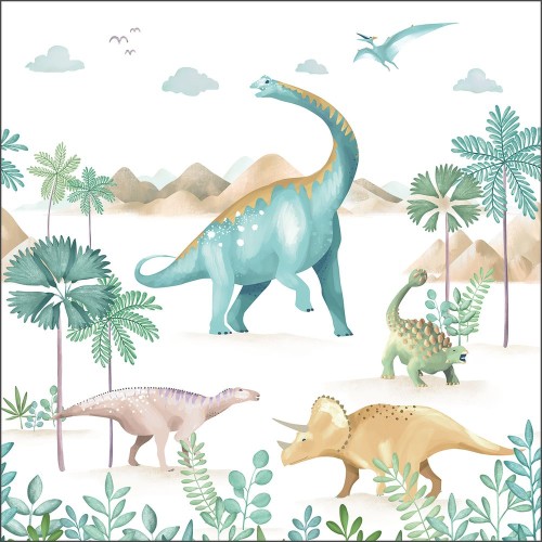 Mural LE MONDE DES DINOSAURES VERT Caselio 105774501, 105774502, 105774506 1