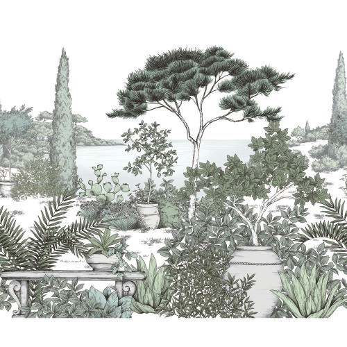Mural A L'OMBRE DES PINS VERT EUCALYPTUS Casadeco 200017607, 200017608, 200017609 1