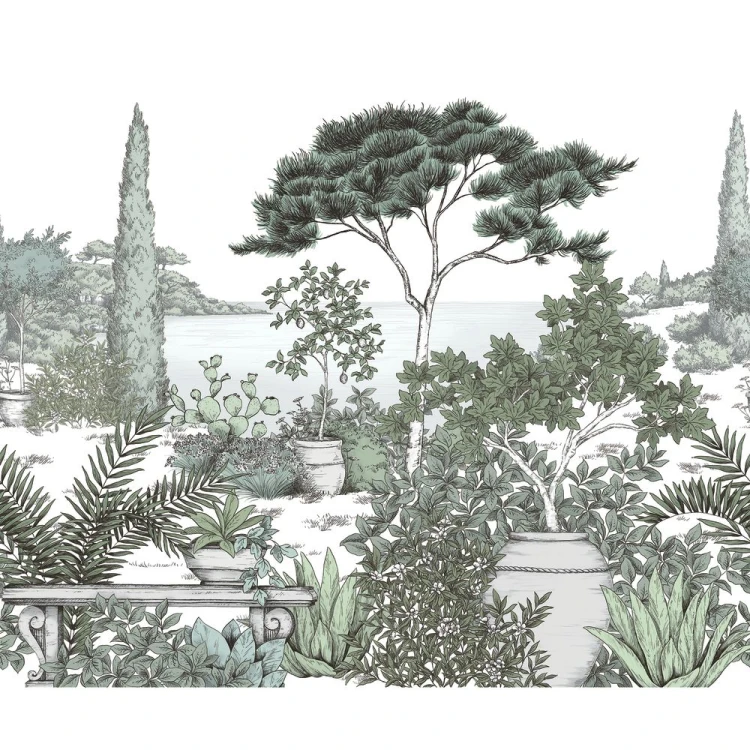 Mural A L'OMBRE DES PINS VERT EUCALYPTUS Casadeco 200017607, 200017608, 200017609 1