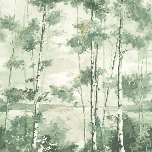 Mural FORET BOREALE VERT EUCALYPTUS Casadeco 89567803, 89567805 1
