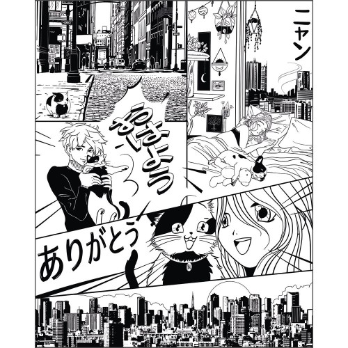 Mural LE MONDE DU MANGA NOIR Caselio 105849003, 105849004, 105849005 1